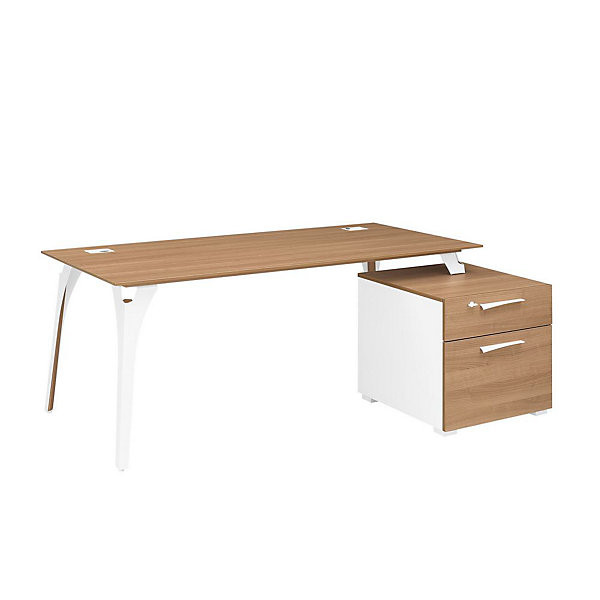 SUNNIVA Bureau 190x90cm pieds métal sur caisson