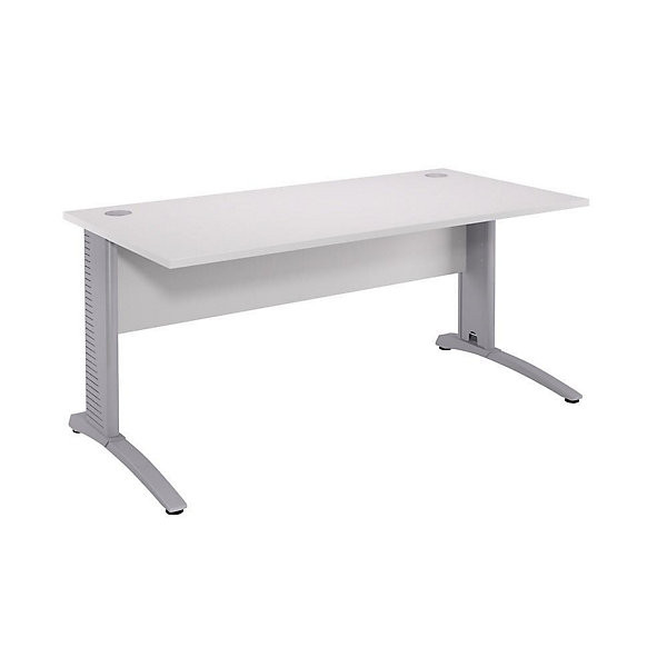 BIOSPACE Bur. droit 80x80 cm alu/blanc