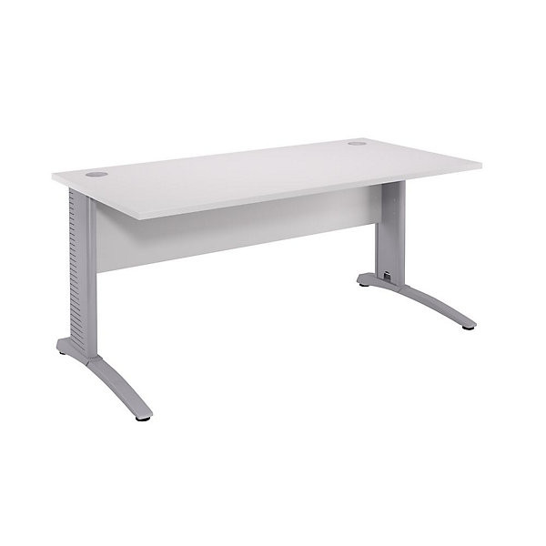 BIOSPACE Bur. droit 160x80 cm alu/blanc