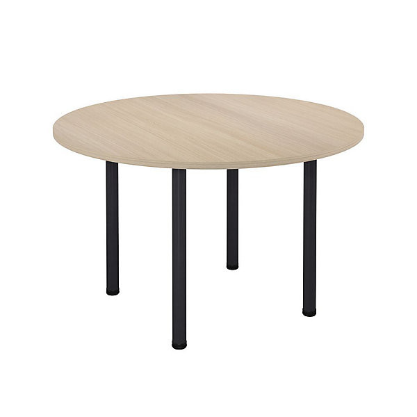 Table Ø120 cm pieds tube anthracite/chêne