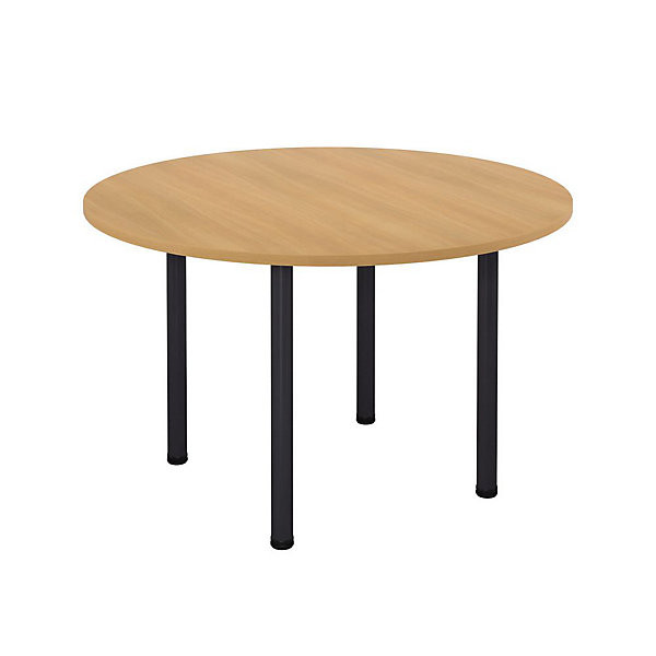 Table Ø120 cm pieds tube anthracite/hêtre