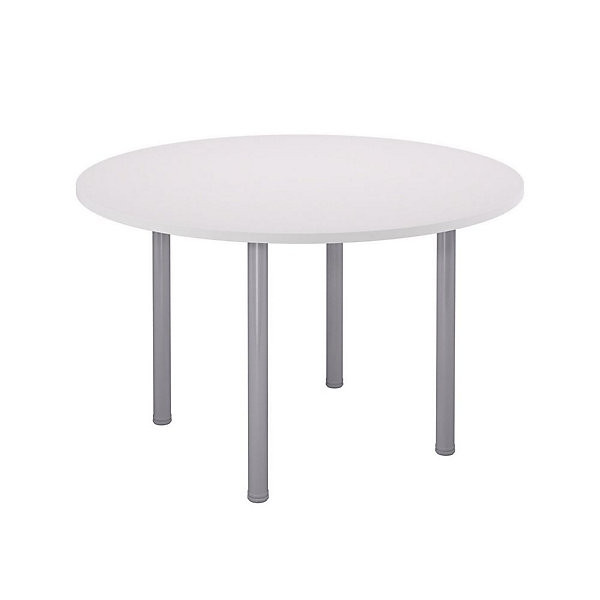 Table Ø120 cm pieds tube alu/blanc