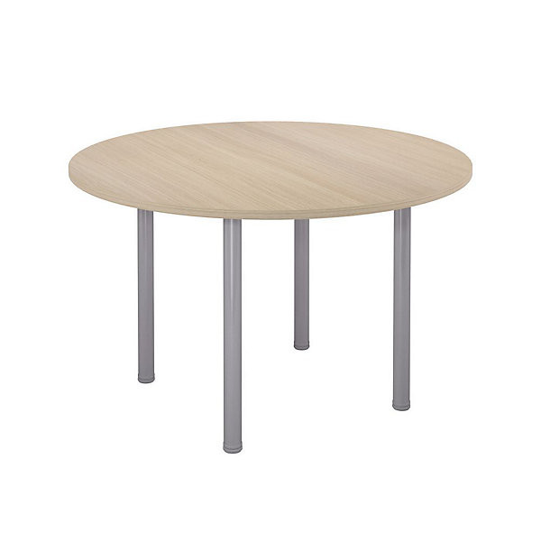 Table Ø120 cm pieds tube alu/chêne