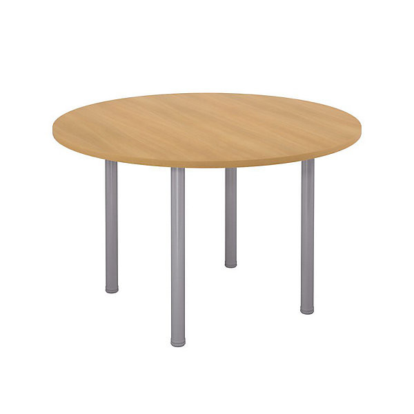 Table Ø120 cm pieds tube alu/hêtre