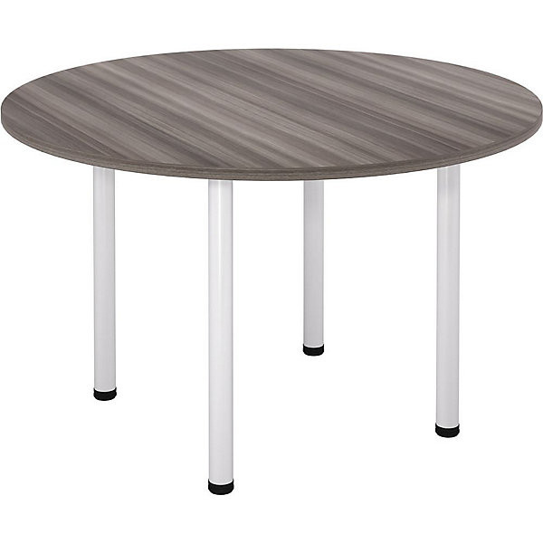 Table Ø120 cm pieds tube blanc/cèdre