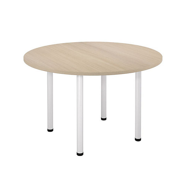 Table Ø120 cm pieds tube blanc/chêne