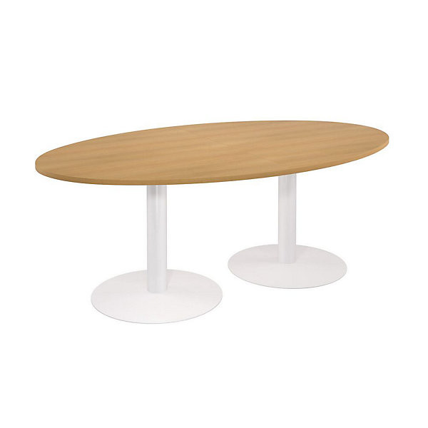 Table ovale 200x120 pds tulipe blanc/hêtre