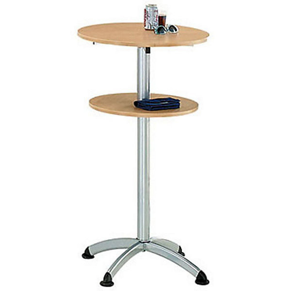 CAFETERIA Table haute Ø60cm alu/hêtre