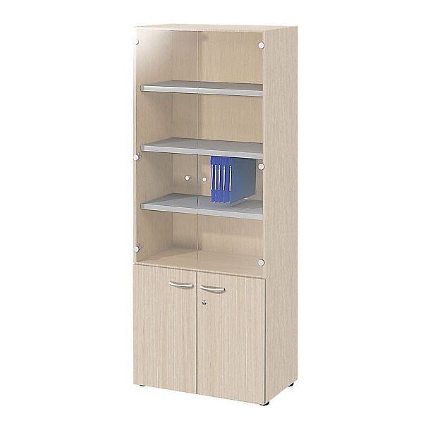 Armoire vitrine H201 x L80 cm chêne