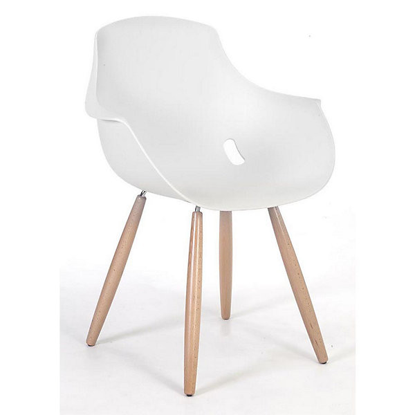 VILMA Chaise pieds métal "bois"/blanc