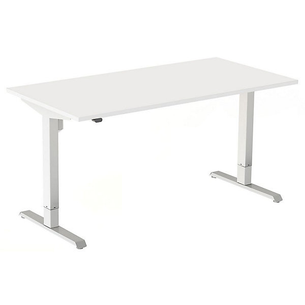 ACTUAL Bur. réglable 140x80cm blanc/hêtre