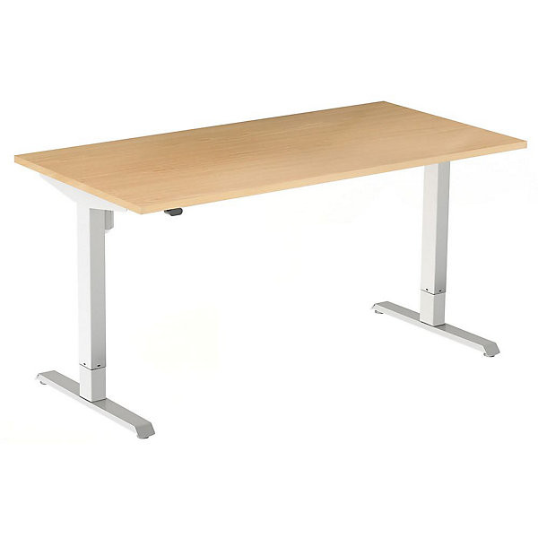 ACTUAL Bur. réglable 140x80cm blanc/hêtre