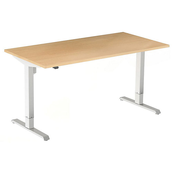 ACTUAL Bur. réglable 160x80cm blanc/hêtre