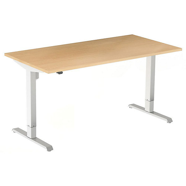 ACTUAL Bur. réglable 180x80cm blanc/hêtre