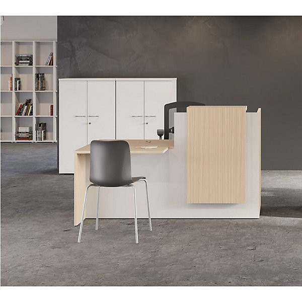 Comptoir L180 PMR droite blanc/chêne