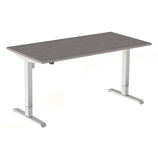 ACTUAL Bur. réglable 180x80cm blanc/chêne gris