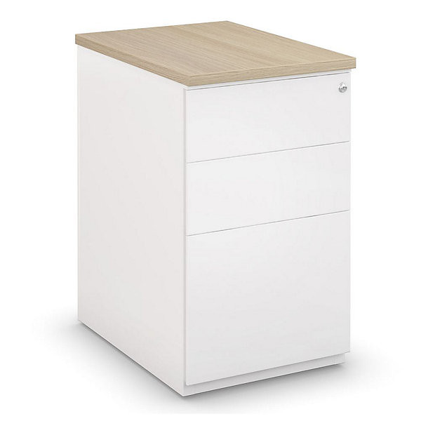 Caisson métal H72 x P80 cm blanc/chêne