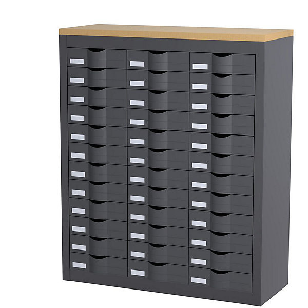 Comptoir Cycladis 36 tiroirs anthracite