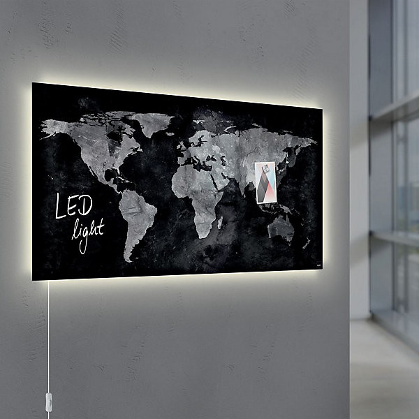 Tableau verre Artverum 91x46cm "Carte" LED