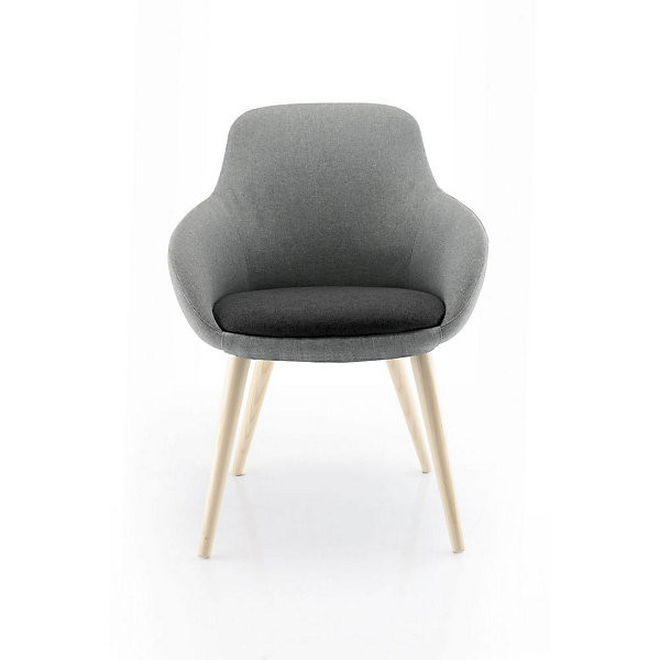 MARIT Fauteuil pieds bois gris/anthracite