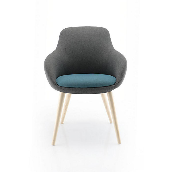 MARIT Fauteuil pieds bois gris/bleu
