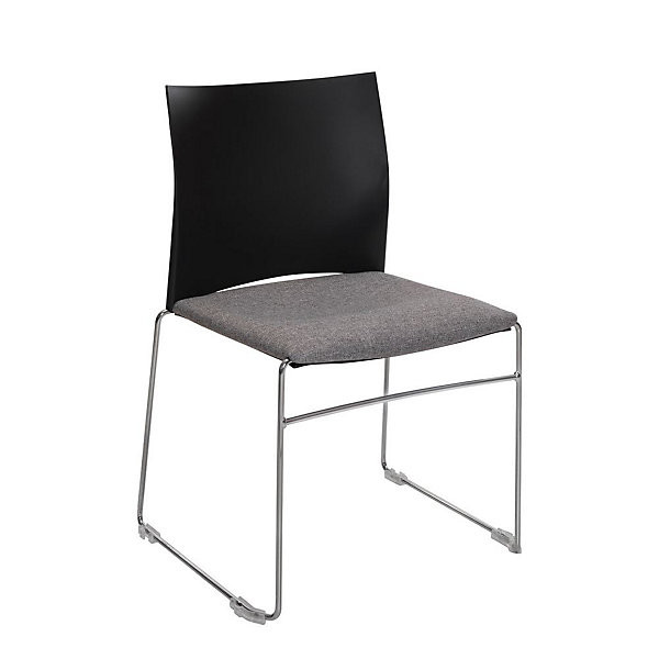 GIULIA Lot 4 chaises noir/coussin gris