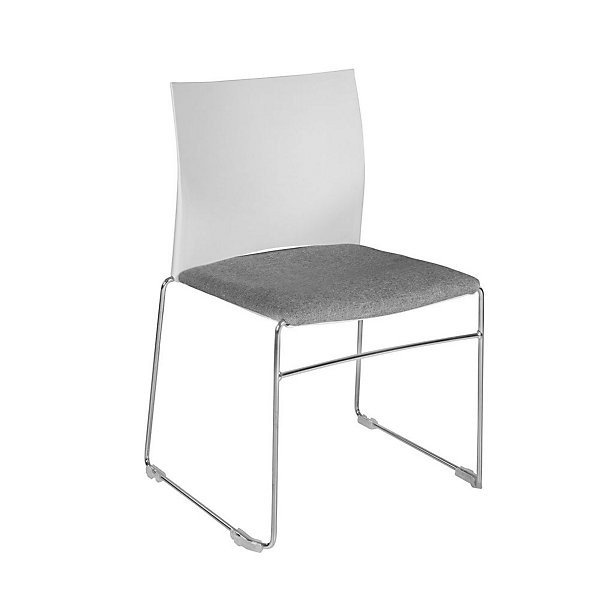 GIULIA Lot 4 chaises blanc/coussin gris