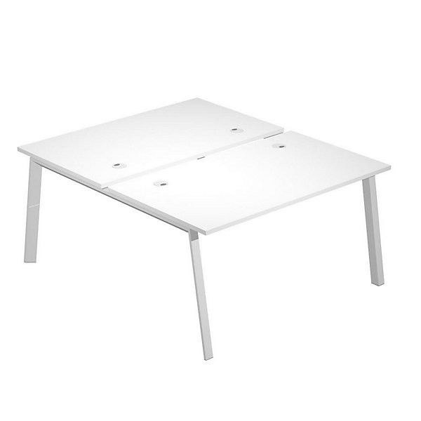WOOD METAL Bench 2 postes L140cm blanc