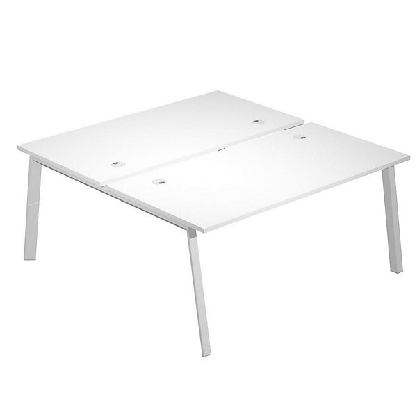 WOOD METAL Bench 2 postes L160cm blanc