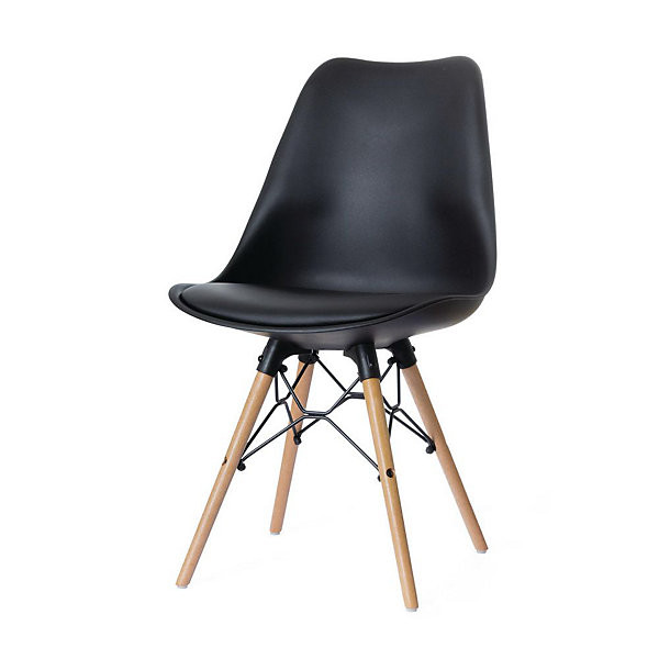 DOGEWOOD Lot 2 chaises pieds bois/noir