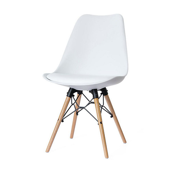 DOGEWOOD Lot 2 chaises pieds bois/blanc