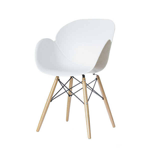 KIWOOD Lot 2 chaises pieds bois/blanc