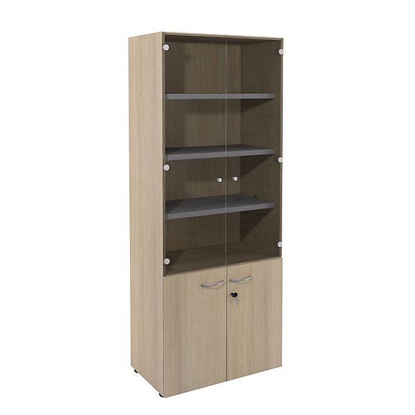 Armoire vitrine H201 x L80 cm chêne