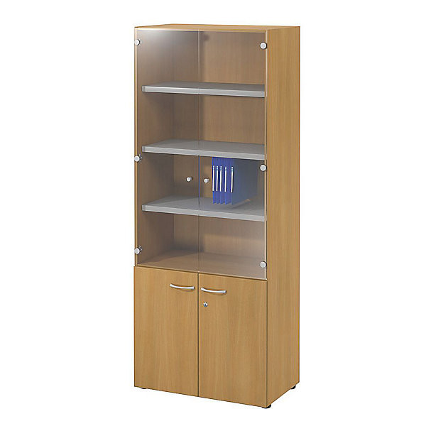 Armoire vitrine H201 x L80 cm hêtre