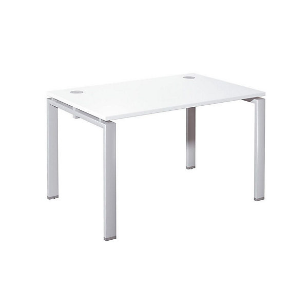 E-LINK Bureau droit 120x80 cm alu/blanc